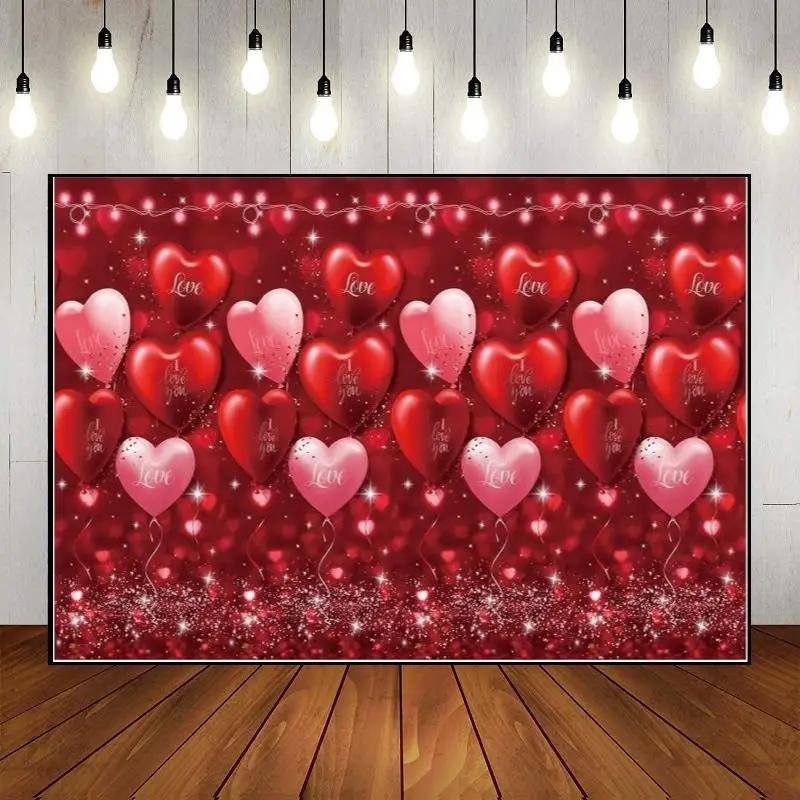 

Happy Valentine's Day Backdrop Red Rose Floral Valentines Day Banner Wedding Decor Photo Booth Props 14 February Party Decor