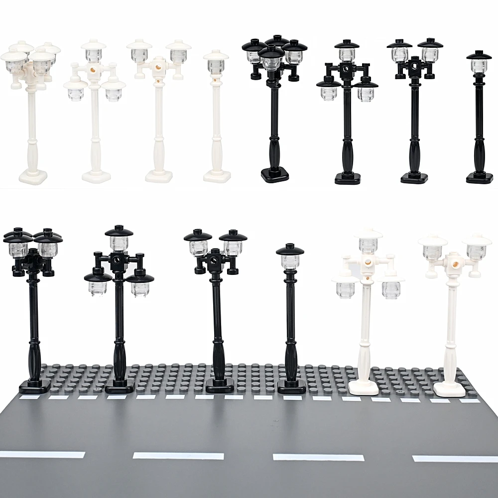 Mini-Straßenlaternen-Bausteine, 5er-Set, MOC, Stadt, Freund, Haus, Straßenansicht, Dekoration, Straßenbeleuchtung, Konstruktionsbausteine, Kinderspielzeug, Geschenk – Detail 7