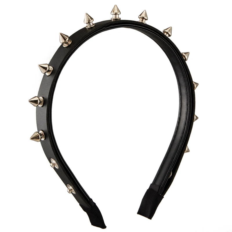 Punk Rivet Leather Headband Gilrs Harajuku Hair Hoop Gothic Lolita Retro Red Black Spikes Hairband Cosplay Hair Accessories