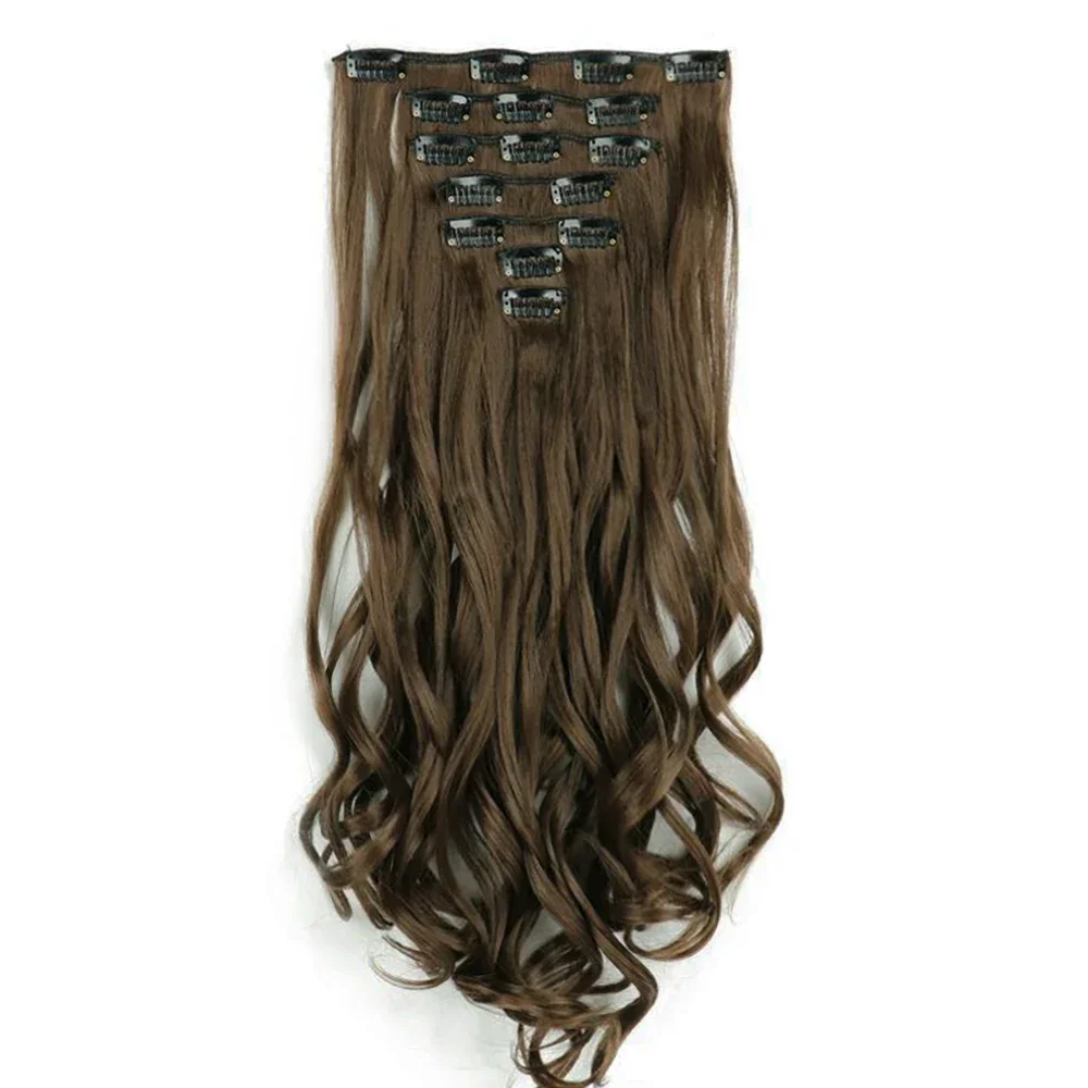 Curly Synthetic Blonde Clip in Hair Extensions Full Head Hair Pieces for Women Postiche Fake Natural Hair