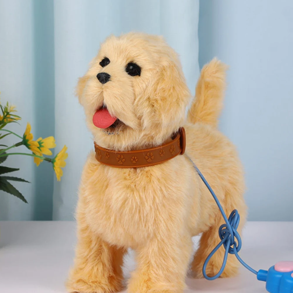 Pluszowa elektryczna zabawka dla psa z czujnikiem, potrafi chodzić, szczekać, machać ogonem z muzyką Elektryczna zabawka dla psa, Elektryczna zabawka dla zwierząt domowych dla małych dzieci