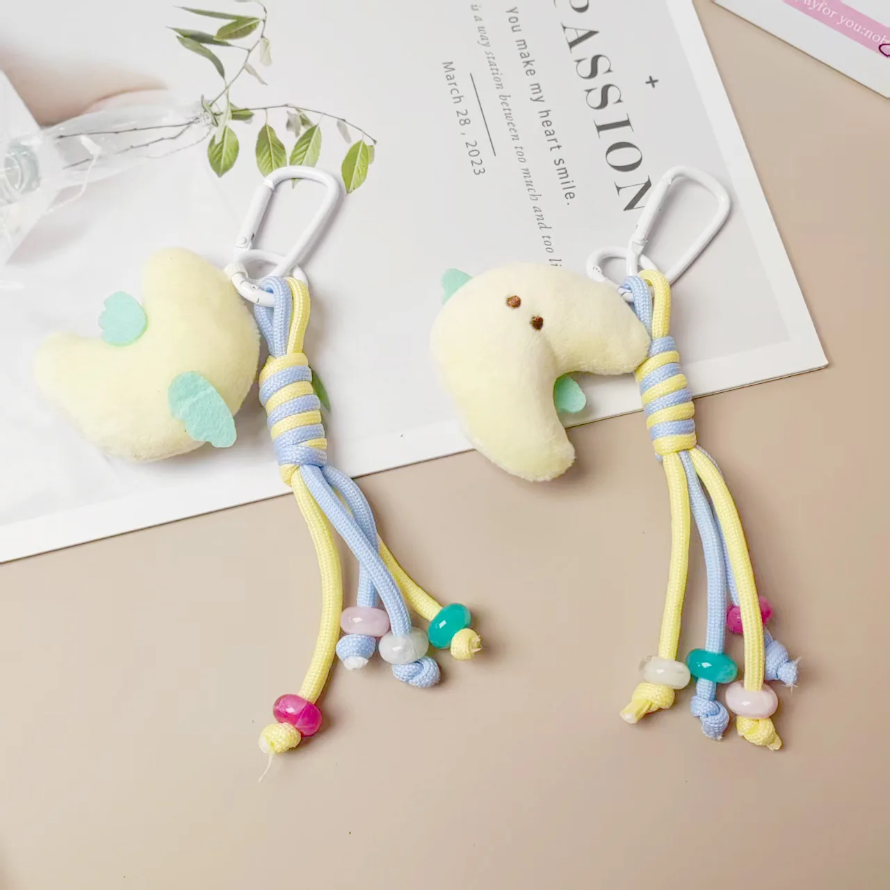 2 Pcs Unisex Bag Pendants Set Cute Cartoon Moon Plush Accessories Multi-functional High Quality Keychains Kawaii Verstaile Bag