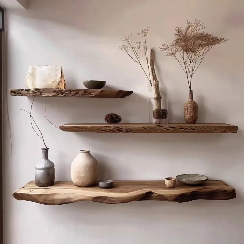 Floating Wall Shelf Irregular Wood Shelves Aesthetic Bedroom Organizer Rack Nordic Multifunctional Living Room Storage Racks