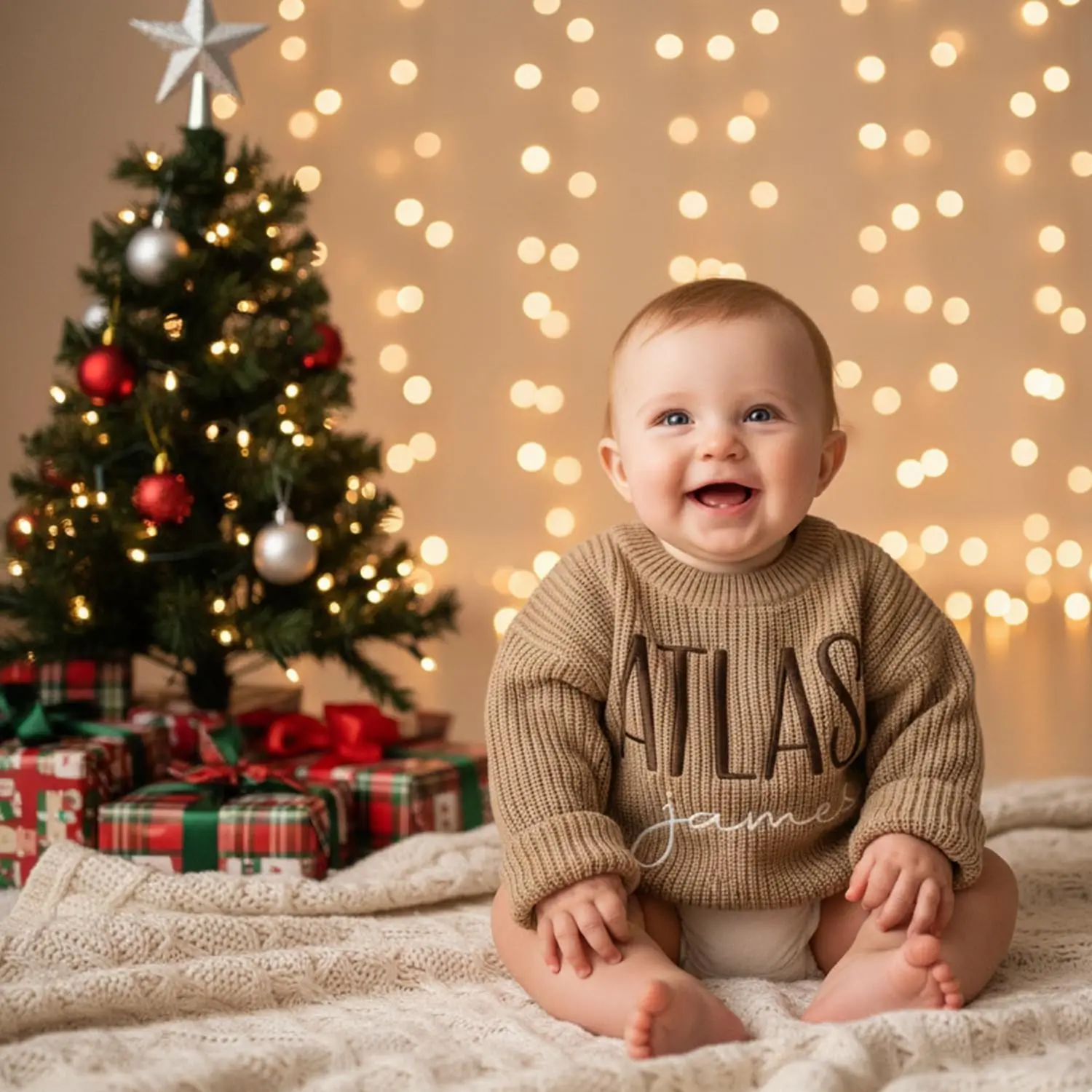 Personalized Baby Sweater with Name Custom Sweater for Newborn Boy Girl Embroidered Gift for Baby Shower Birthday Christmas