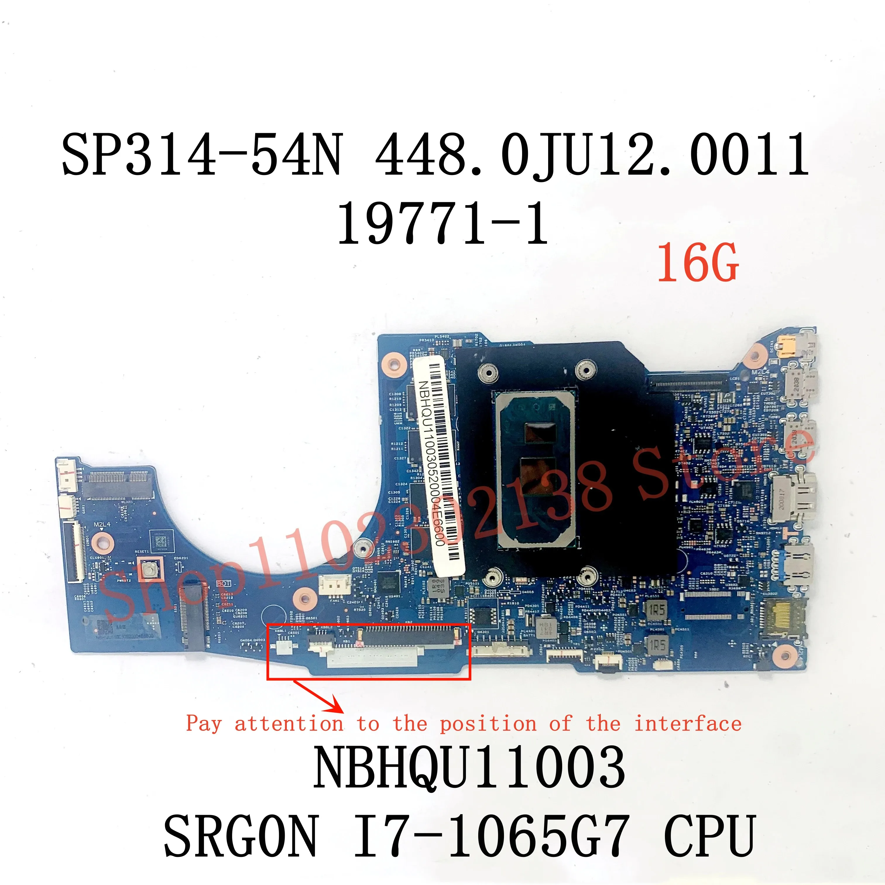 448.0JU12.0011 19771-1 dengan I5-1035G1/I5-1035G4/I7-1065G7 CPU Mainboard untuk Laptop SP314-54N Acer Motherboard 8G/16G 100% tes OK