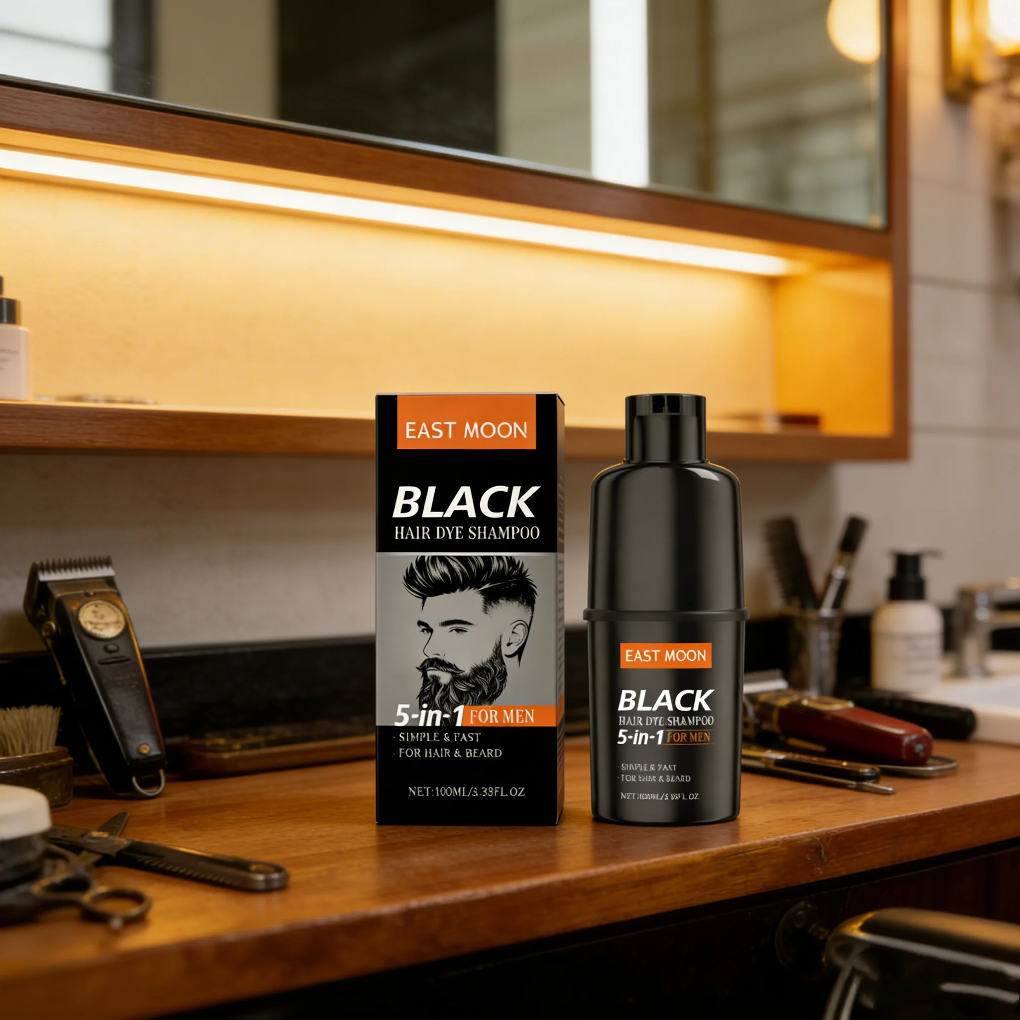 East Moon 5in1 Man Hair Dye Shampoo Repairing Gray White Non Irritating Keep Nourish Root Holiday Gift Black Hair Dyeing Shampoo