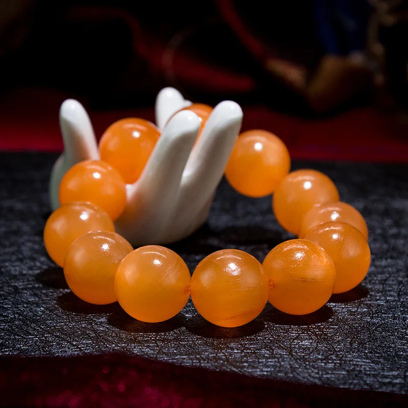 - natural authentic gold-thread yak bracelet, genuine Tibetan-style old material horn Buddhist round bead