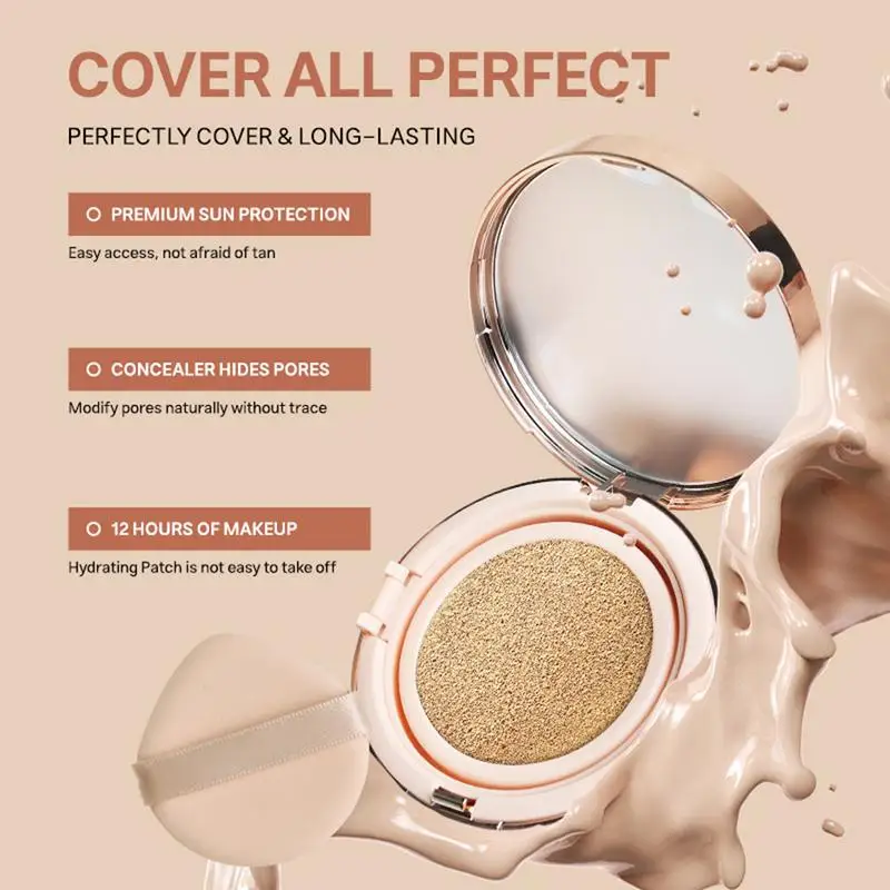 Long Lasting Cushion Foundation 12g Glowy Skin Makeup Long-Lasting Nourishing Easy Application Poreless SPF 35 PA++++ sunscreen