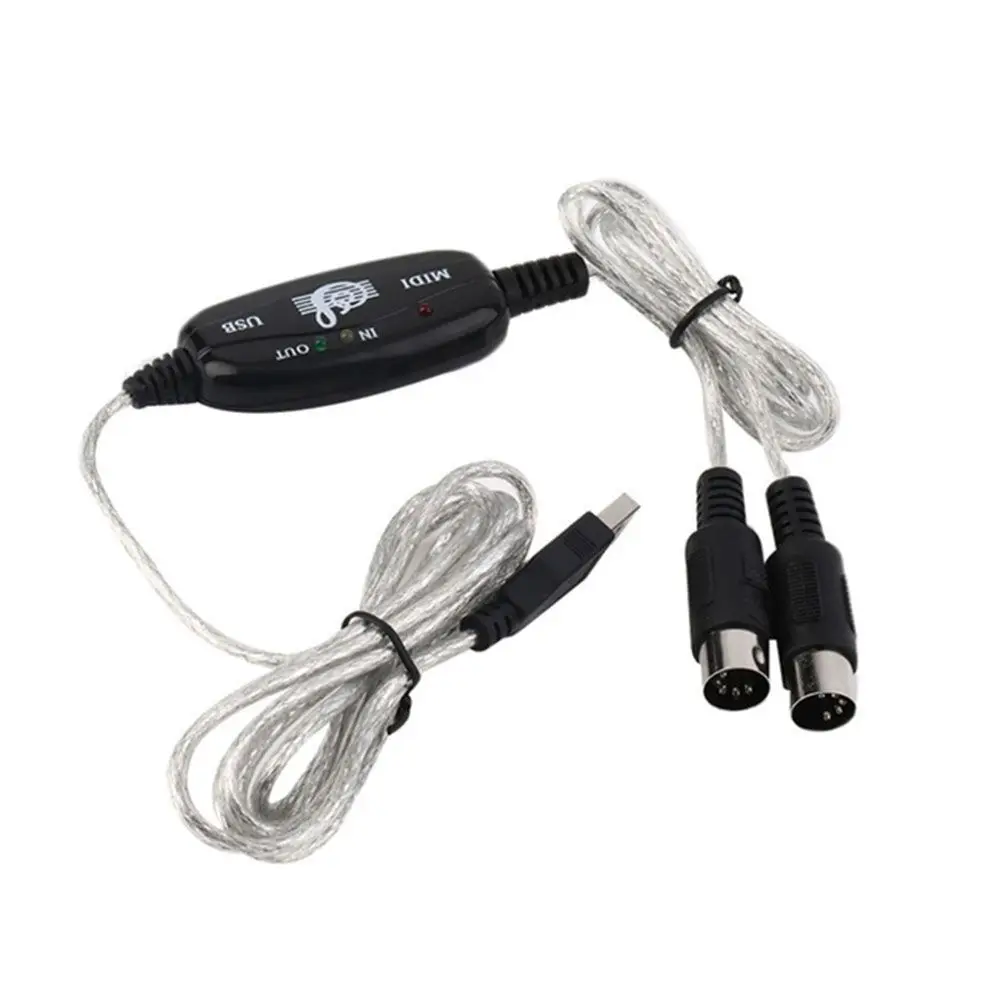 Interfaz para piano eléctrico para teclado PC Audio Línea de música Cable MIDI a USB Cable MIDI Adaptador de tambor Convertidor de entrada y salida USB