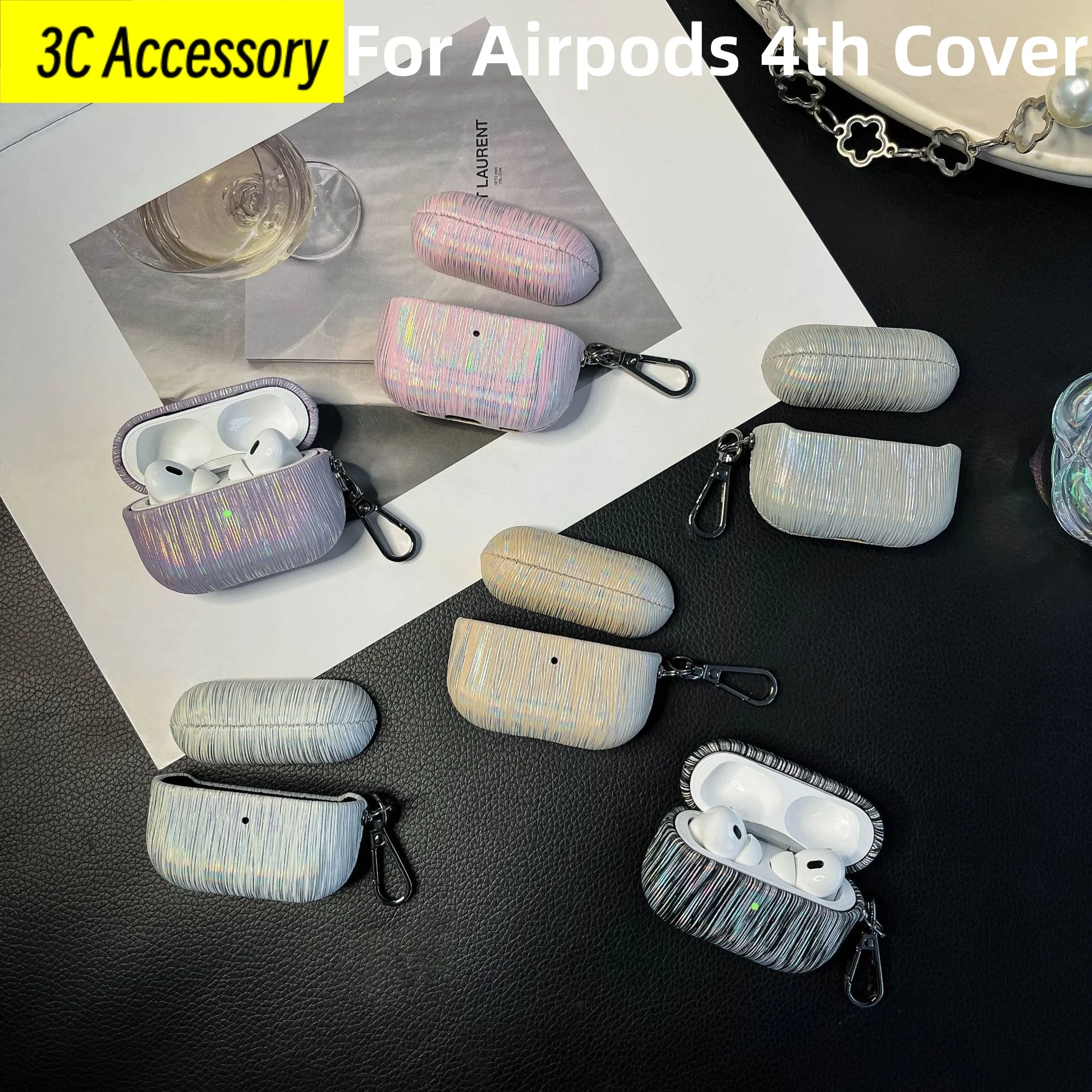 New Funda For Airpods 4th USB-C Cover Fresh glitter Weaving pattern Design Anti fall protective Case For Airpods 4th Cover Funda