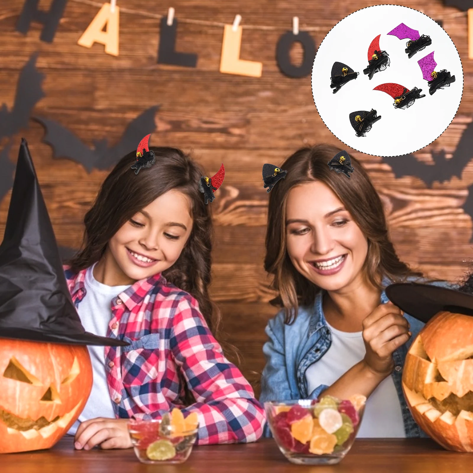 

6pcs Funny Halloween Clips for Girls Children Pumpkin Decorations Easy to Wear Perfect for Thick Curly Hair Party Accessories