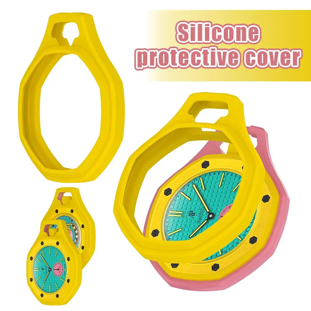 Silicone Protective Case for Swatch X AP Royal Pop Pocket Watch Full Cover Shockproof Anti Scratch Precise Cutout Case