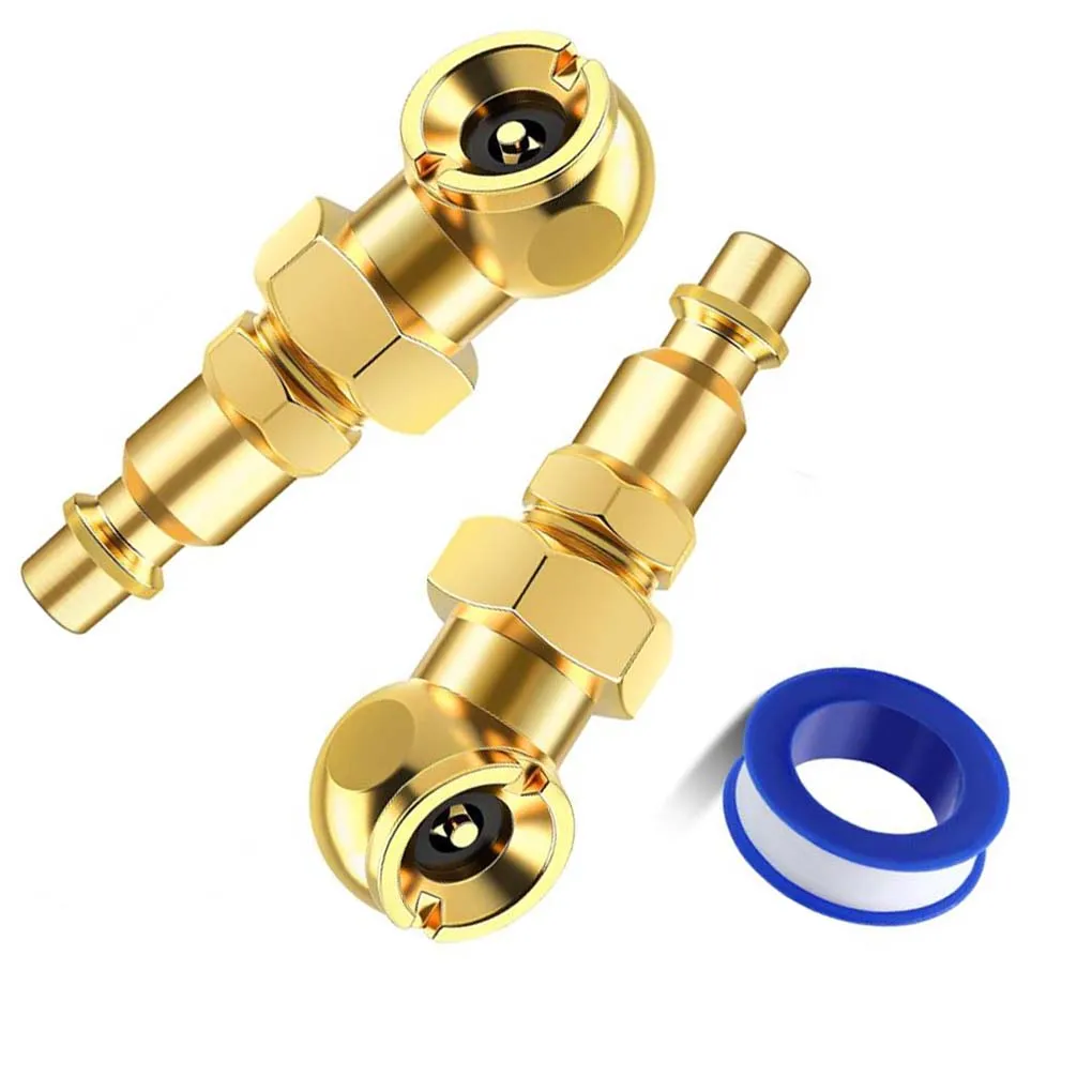 2pcs Brass Tire Chuck 1/4 NPT Closed Flow Inflator Nozzle With Quick Connector For Car Air Compressor Hose Pneumatic Tool