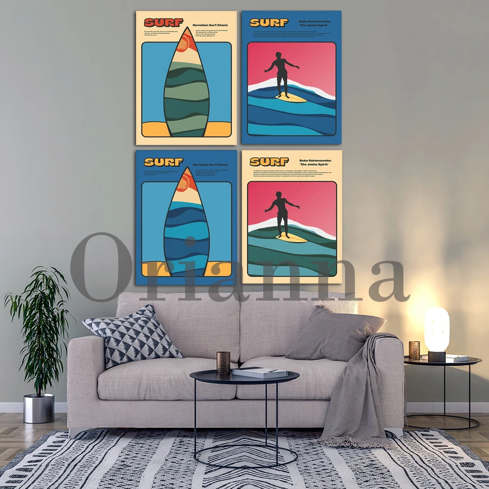 Surf The Aloha Spirit Affiche Surf Hawaii Wall Art Canvas Print Poster Living Room Bedroom Decor Painting Gift For Surfers