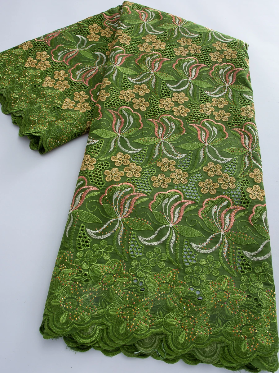 ultimo-tessuto-in-pizzo-di-cotone-africano-con-pietre-2026-alta-qualita-5-iarde-di-pizzo-voile-svizzero-per-cucito-nigeriano-matrimoni-e-feste