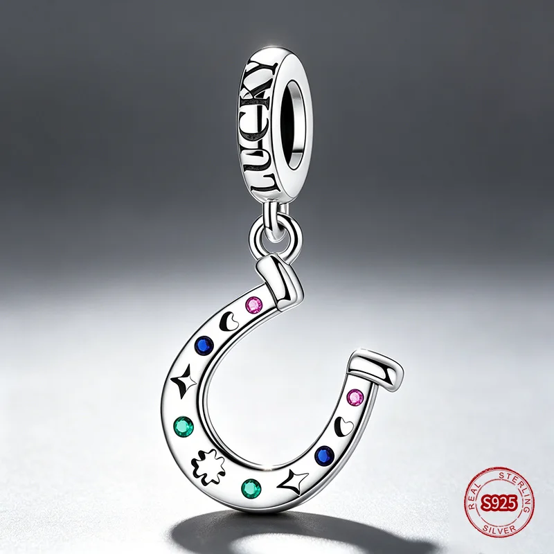 

Ahthen 925 Sterling Silver Beads Hollow Lucky Horseshoe Dangle Charm fit Snake Chain Bracelets or Necklaces Women DIY Jewelry