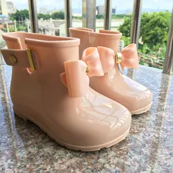 2022 New Children Rain Boots For Girls Toddlers Kids Rain Shoes Soft PVC Jelly Boots With Bow-knot Cute Water-proof Rain Boots