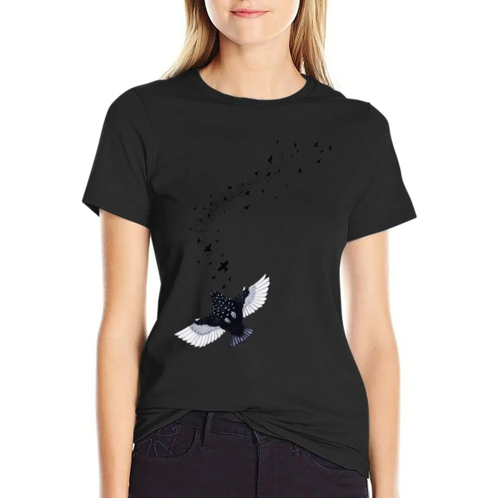 

A Murmuration of Starlings T-Shirt vintage quick-drying animal print shirt for girls Women's tops