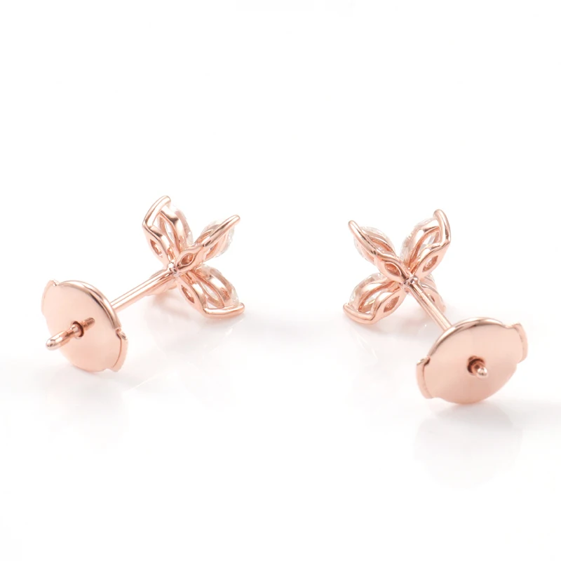 بروفانس 18/14/10K الذهب الوردي أربعة أقراط أحجار مويسانيتي ماركيز مع شهادة GRA للنساء مجوهرات عصرية مخصصة