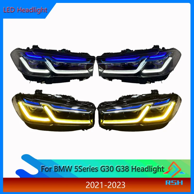 

Car Headlight For BMW New 5 Series G30 G38 2021-223 Blue Eyebrow Front Lamp Assembly Two-Tone Version Head Light Accessories