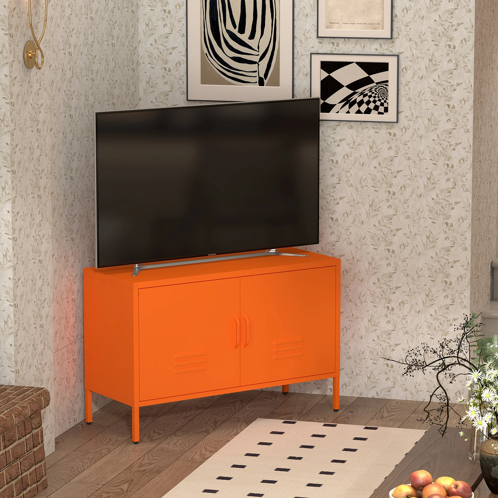 Bright Yellow Metal Storage Cabinet, Cheerful 39