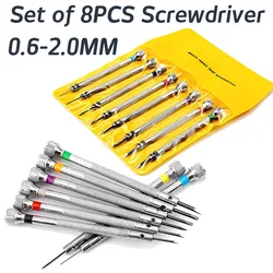 8pcs/set 0. 6mm-2.0mm Steel Screwdriver for Watch Repair Portable Flat Blades Watch Screwdriver Tools For Watchmaker