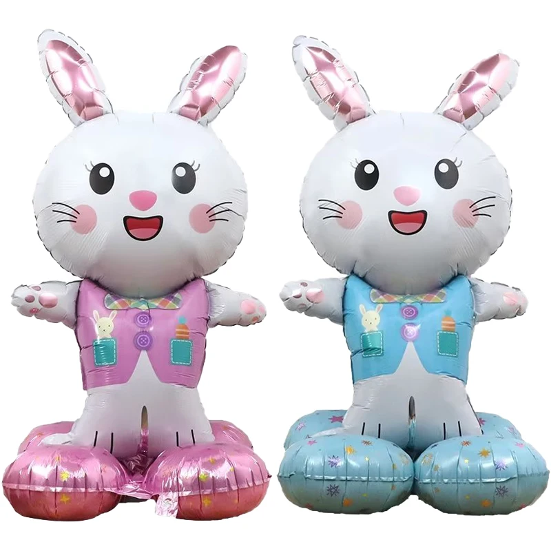 Easter Standing Bunny Balloon Huge Cartoon Rabbit Shape Foil Balloon Happy Easter Eggs Chicks Rabbits Easter Party Favors