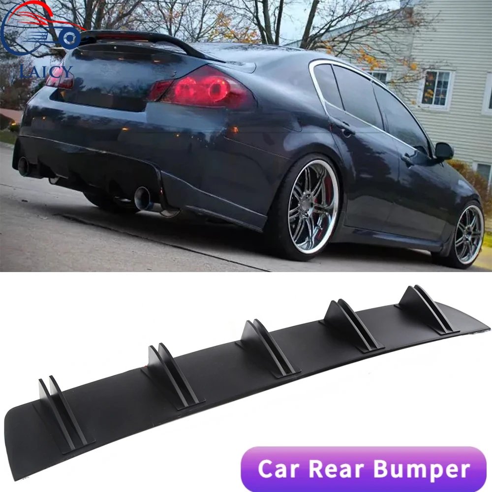 LAICY For Infiniti G37 G35 Car Rear Diffuser Shark Fins Bumper Splitter Chin Spoiler Lip Black Shunt Rear Bumper Lip