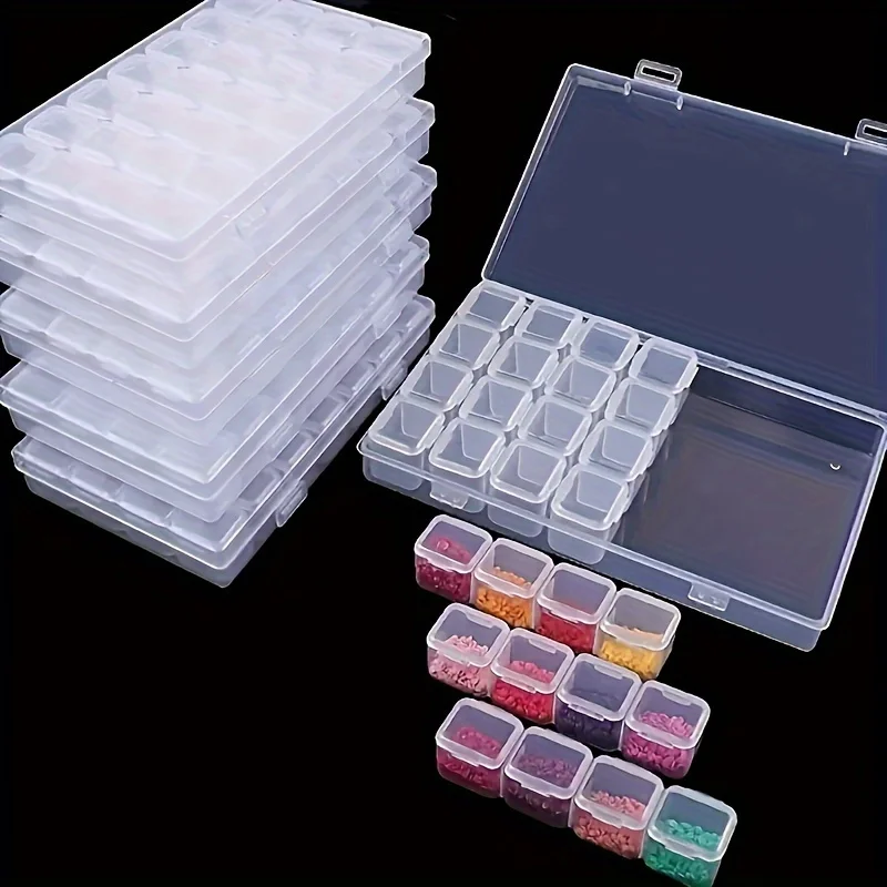 28 Girds Adjustable Plastic Storage Box Beads Ring Pendant Box for Jewelry Nail Art Diamond Painting Accessories Container Boxes