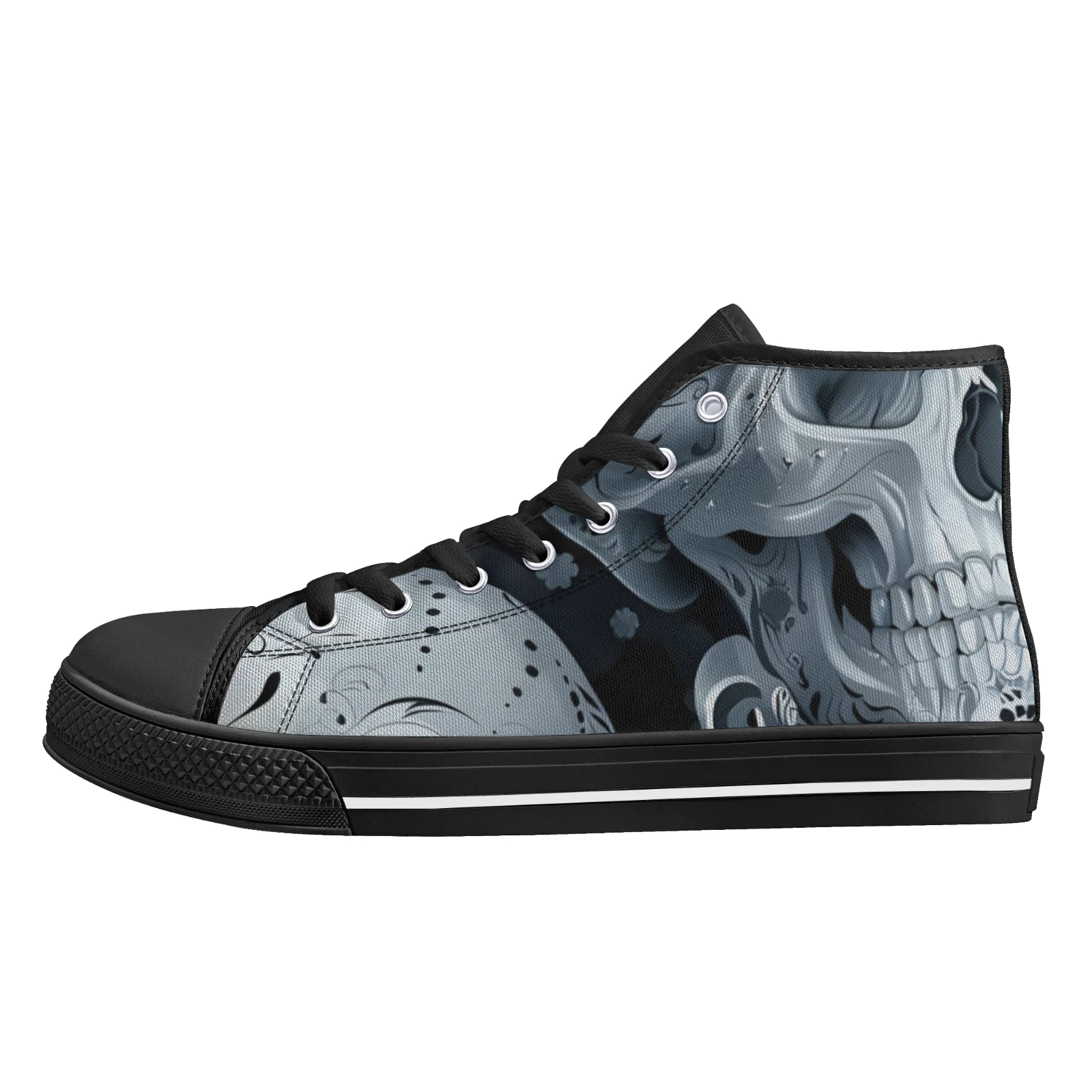 

Custom Shoes Boy Girl Canvas Shoes Skeleton Gothic Skull Prints Classic High Top Vulcanized Shoes Teens Boys Flats Shoes