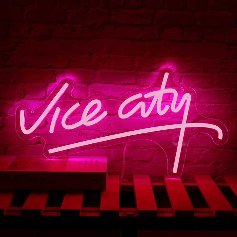 

Vice City Neon Sign Dimmable Led Neon Sign USB Powered Bedroom Neon Lights For Game Room Bar Party Pub Man Cave decoration