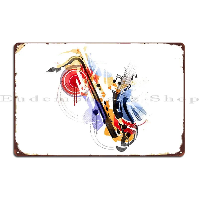 Saxophone Metal Sign Create Designs Club Wall Decor Vintage Tin Sign Poster