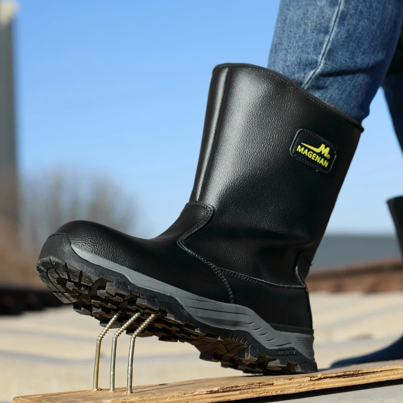 Waterproof Men's Boots Work Safety Shoes Puncture-Proof Security Boots Anti-Scald Welding Boots Steel-Toe Shoes Leather Boots