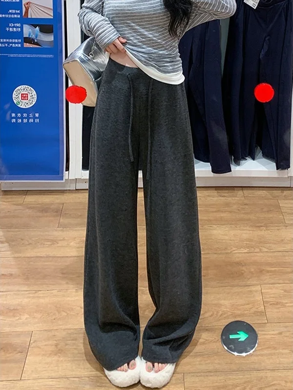 Pantaloni da yoga morbidi a gamba larga Pantaloni sportivi comodi drappeggiati da donna Pantaloni a tubo dritto larghi a vita alta Abbigliamento autunnale