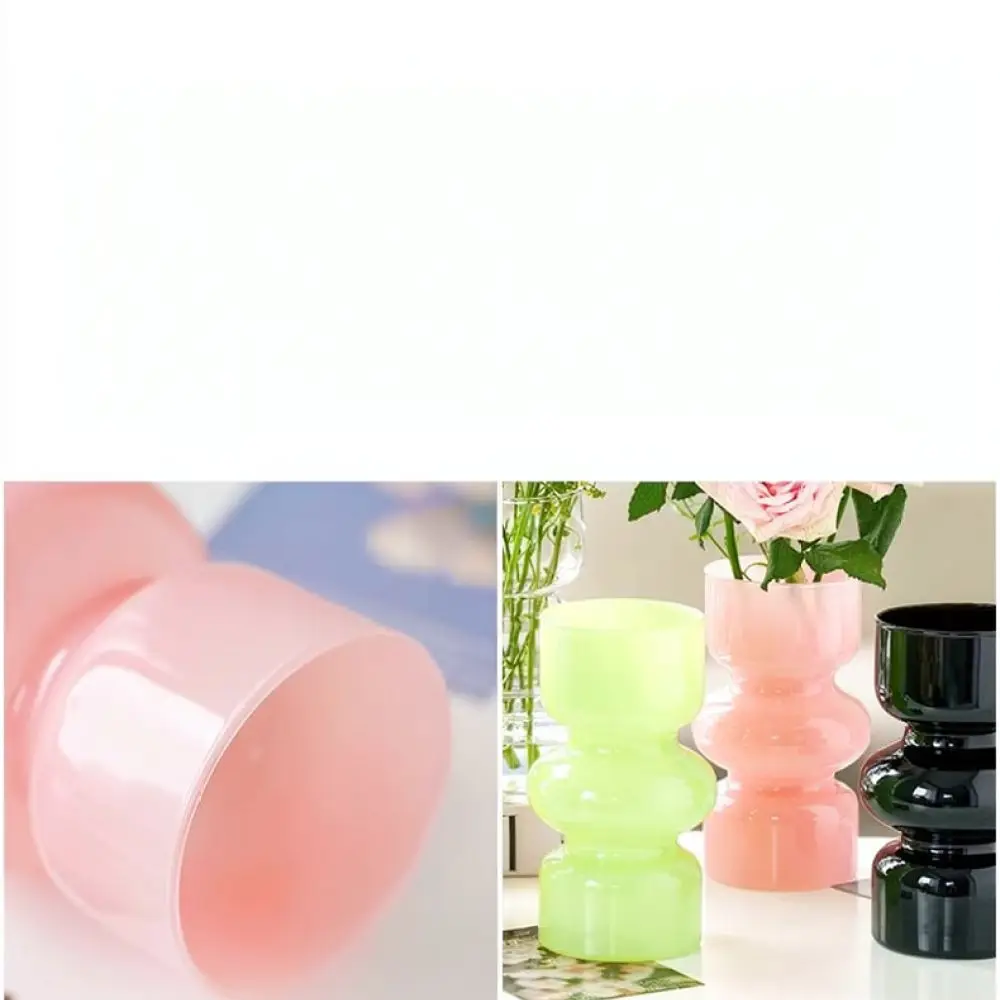 Elegant Glass Vase Vintage Milky Jade Style Decorative Vessel Creative Floral Arrangement Holder For Home Table Decor