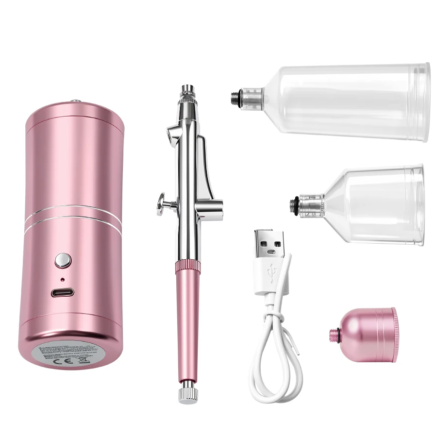 Portable Airbrush With Compressor USB/Battery 1000mAh For Face Beauty Nail Art Cake Decorating, Makeup Model Painting