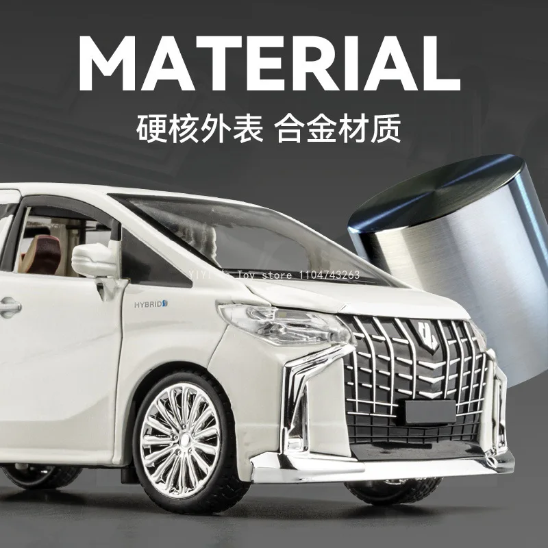 1:24 Alphard MPVรถของเล่นรุ่นโลหะผสมDiecastเสียงดึงกลับประตูเปิดยางยางจําลองยานพาหนะนําเสนอ 30