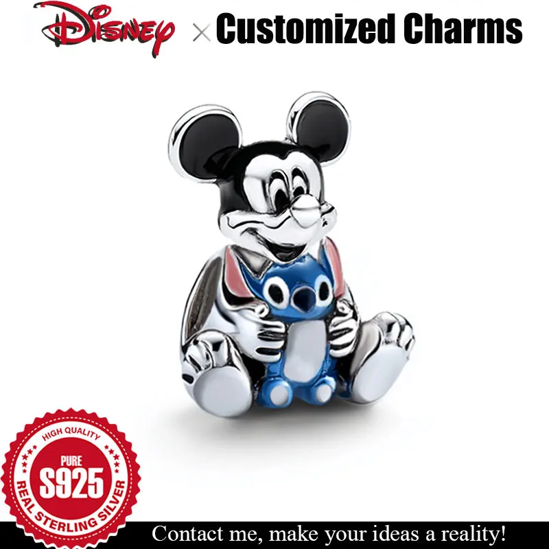 

Серебряный шарм 925, настраиваемые бусины Disney с Микки и Стич, оригинальные женские ювелирные аксессуары, подарки на Хэллоуин