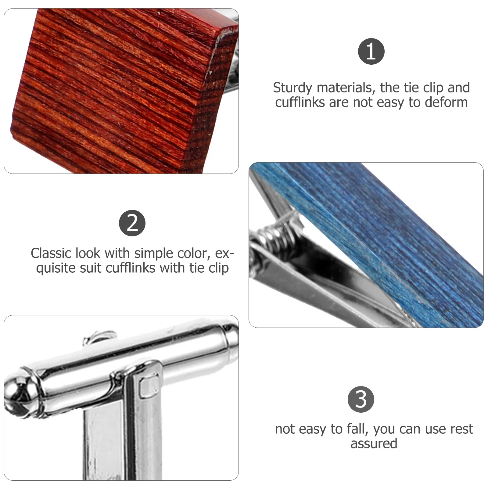 

Two Color Men Tie Clips Cufflinks Set Smooth Sturdy Classic Party Accessories Gift Option Tie Accessories For Men