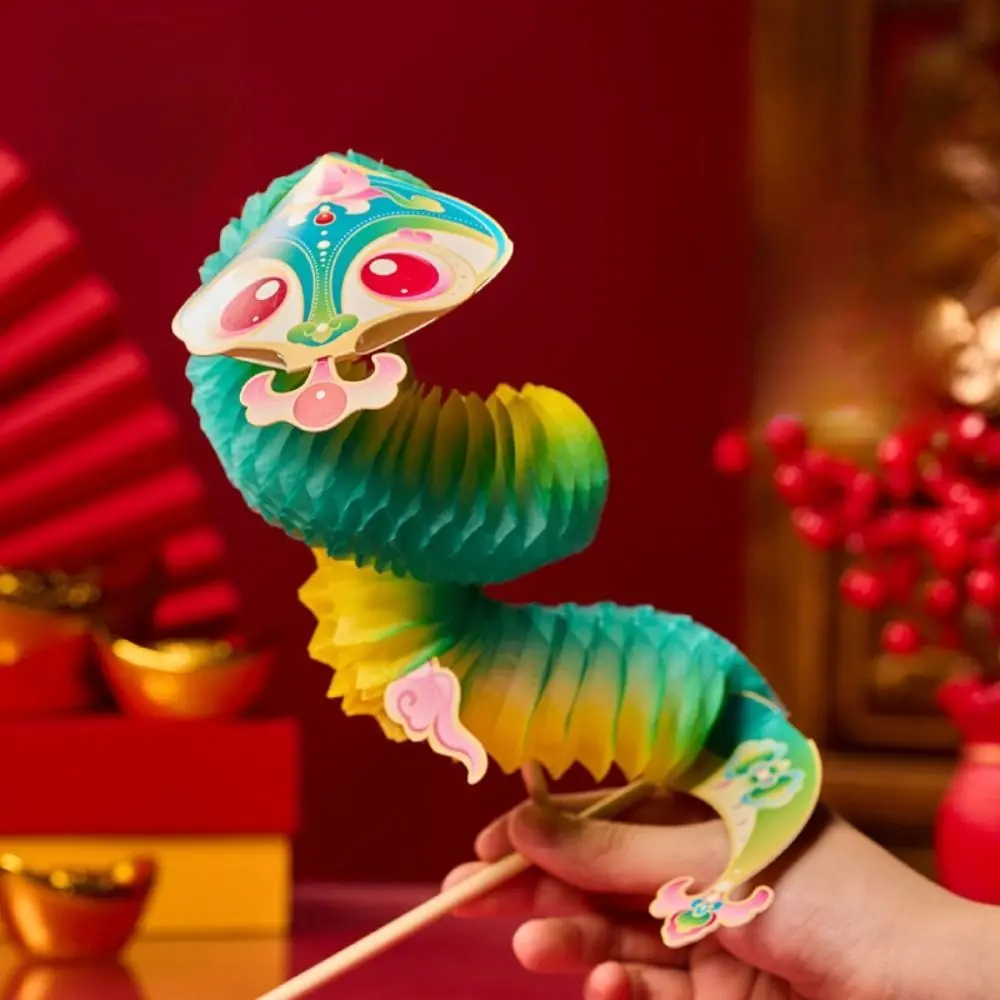 Chinese Tradition Lion Dance 2025 Steric Mini Snake Toy DIY Spring Festival Entertainment Jubilant Paper Flower Folding Children