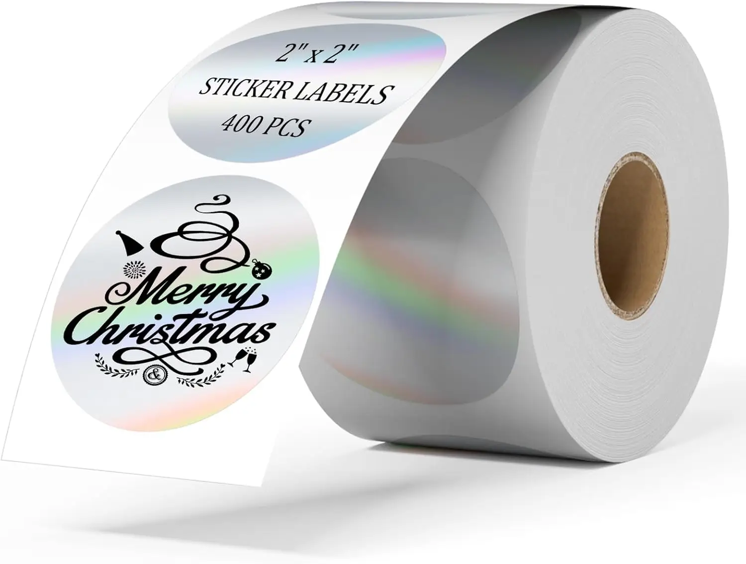 

2 Inch Holographic Thermal Label Stickers 400pcs Round Silver Printable Labels for Small Business Logo Design with Thermal