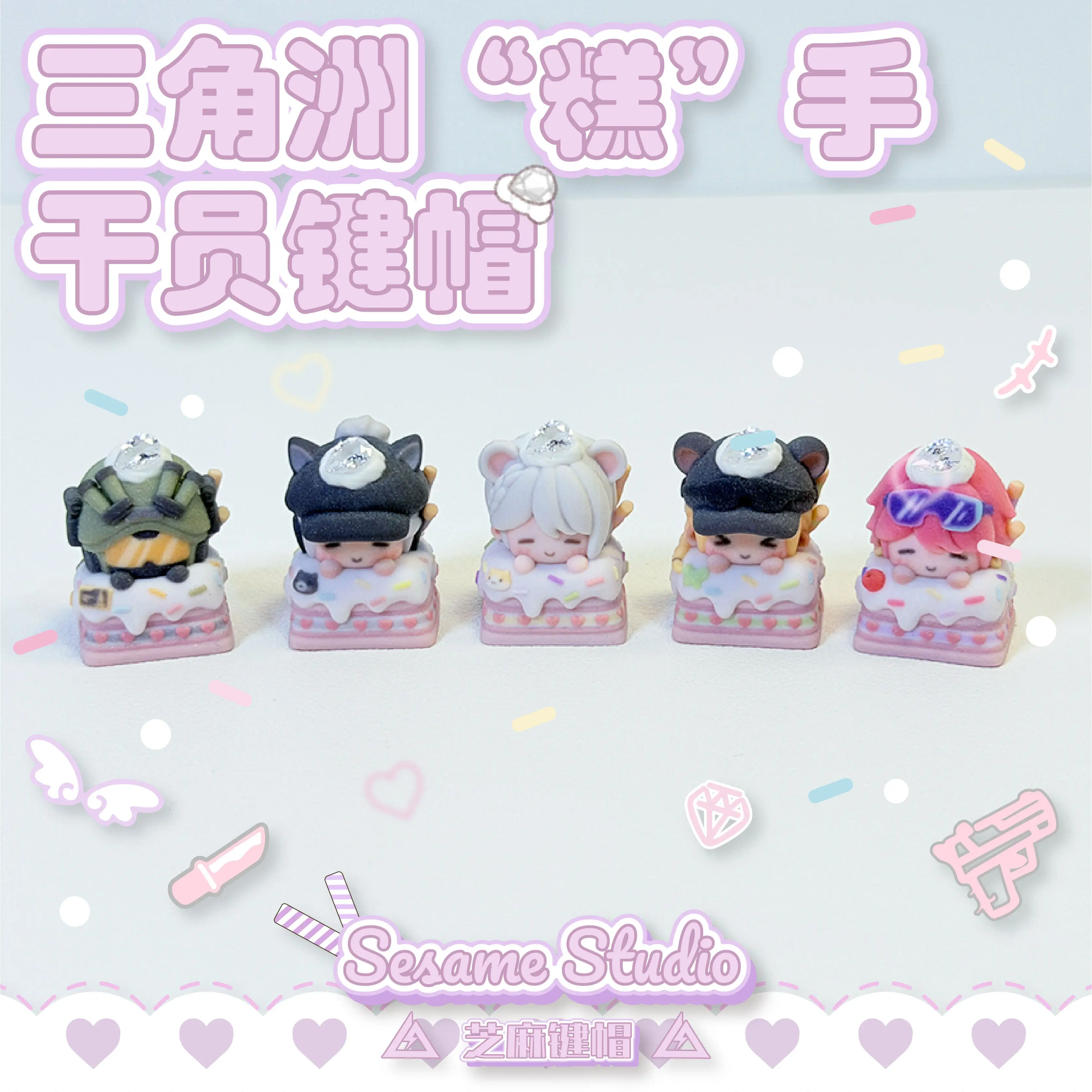 Anime Cake Theme Keycaps Set 3D Resin Artisan Keycaps Custom Original Handmade Keycaps for Mechanical Keyboard Accessories DIY