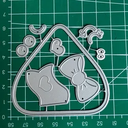 Smile Triangle With Pink Bow Metal Cutting Die Metal Cutting Die for DIY Scrapbooking Crafts Handmade Christmas Gift Card