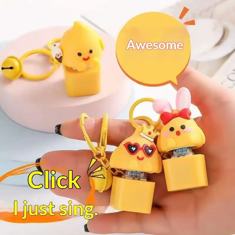 

Yellow Chick Wooden Fish Keyboard Keychain Luminous Electronic Mechanical Keyboard Keychain Axle Tester