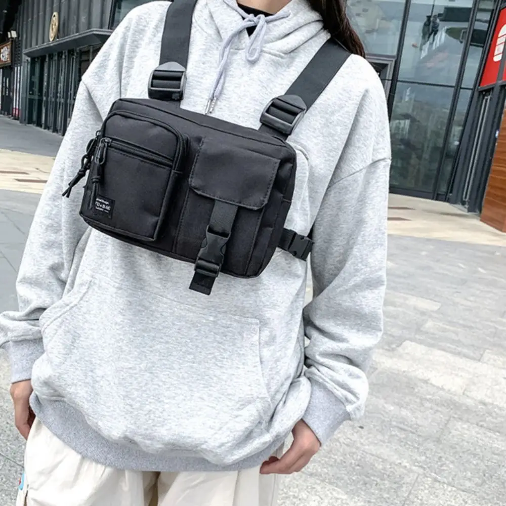 Zipper Double Shoulder Chest Bag Oxford Cloth Large Capacity Men' S Vest Bag Multi Functional Waistcoat Bag