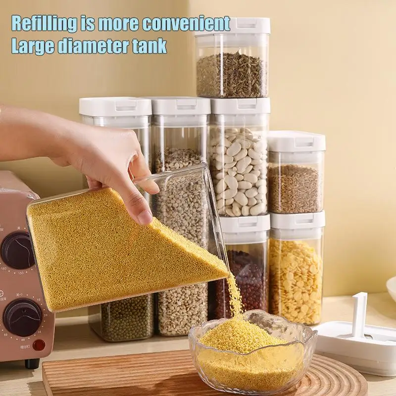 Plastic Sealed Jar Transparent Leakproof Moisture-Proof Kitchen Organizer Storage Box For Pasta Grain Snack Food Seasonings