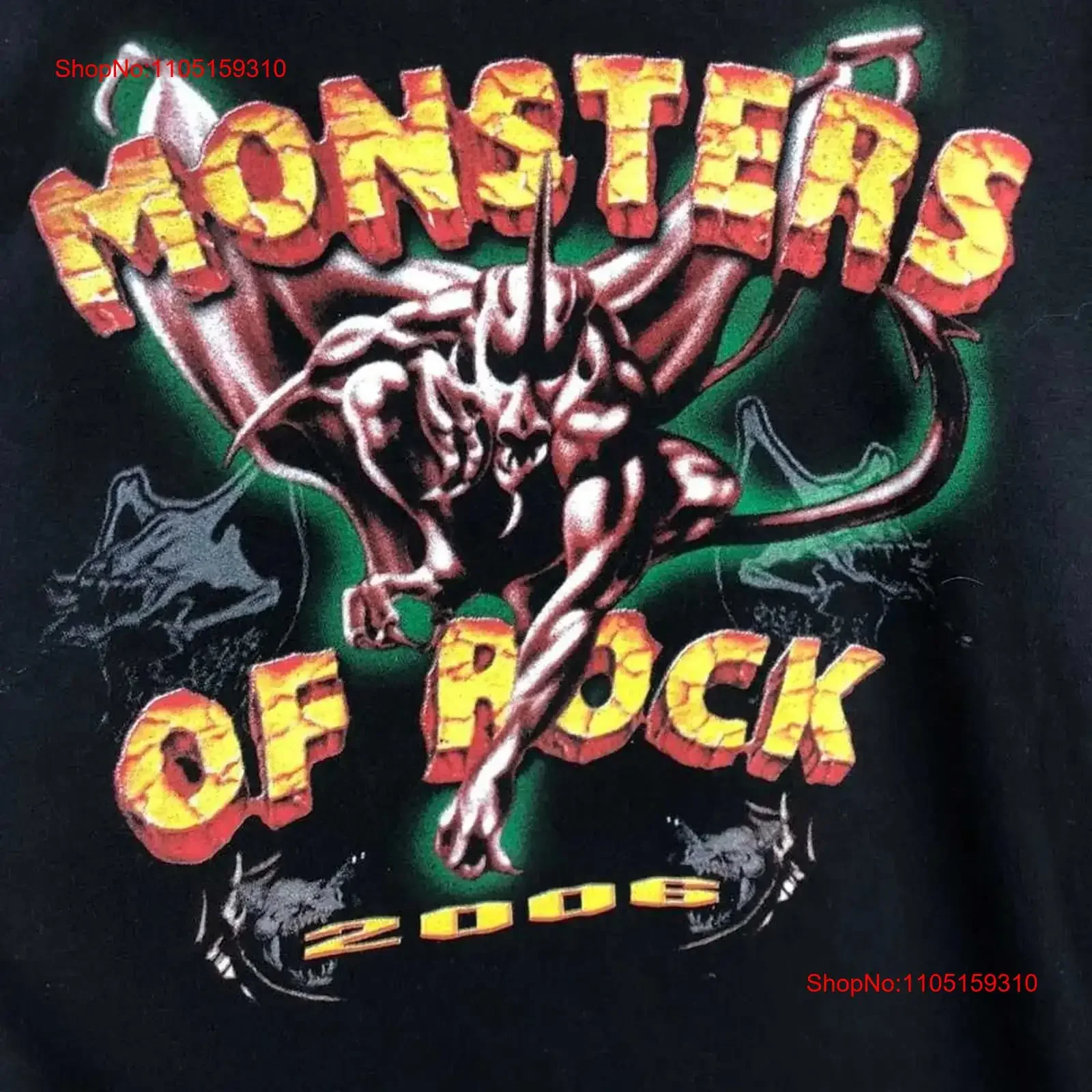 

Двусторонняя футболка Monster of Rock 2006 года, натуральный цвет TE3634, винтажная стираная уличная одежда унисекс, модельерская одежда