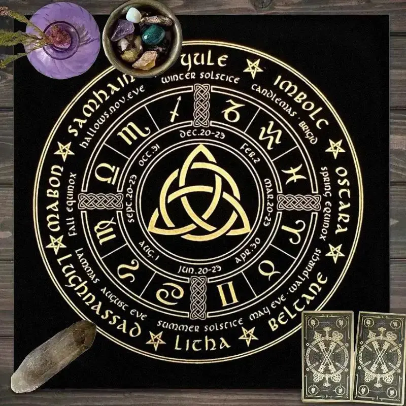 Tarot Altar Cloth Blue Zodiac Star Map Pentacle Astrology Divination Mat for Wiccan Witchcraft Tarot Reading Spiritual Decor