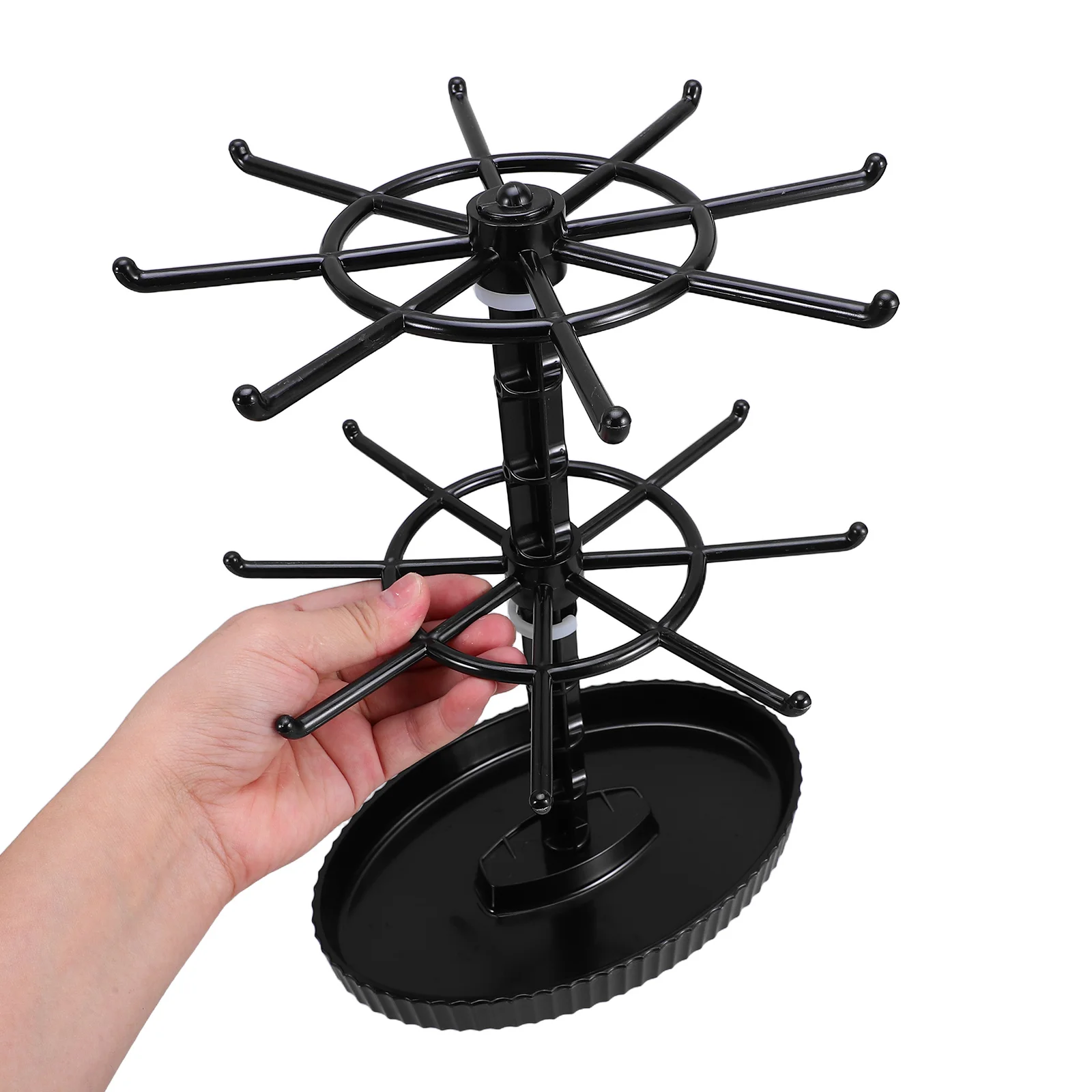 

Rotating Jewelry Display Stand 2 Tier Necklace Organizer Holder Tabletop Stand Compact Portable Modern Minimalist Design
