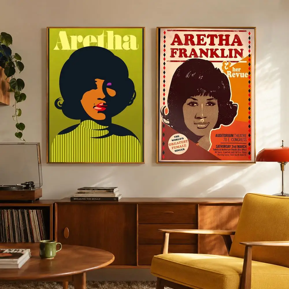 Legendary A-Aretha Franklin Poster Digital Solvent Print Waterproof PP Fade-Resistant Wall Art Room Decor Gift